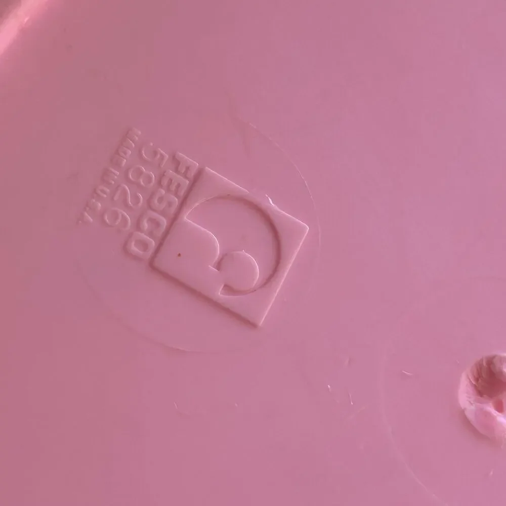 Vintage pink plastic trash can bin by Fesco shell design